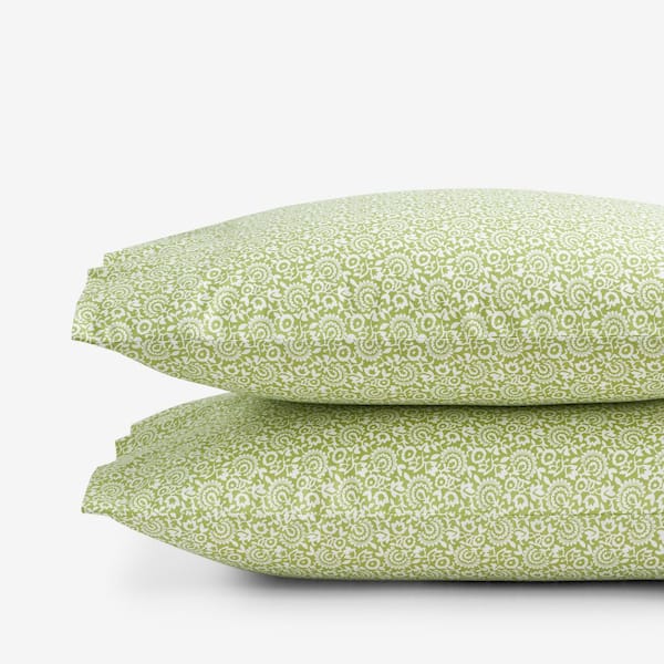 The Company Store Company Cotton Mini Garden Floral Lime Green Cotton Percale Standard Pillowcases (Set of 2)