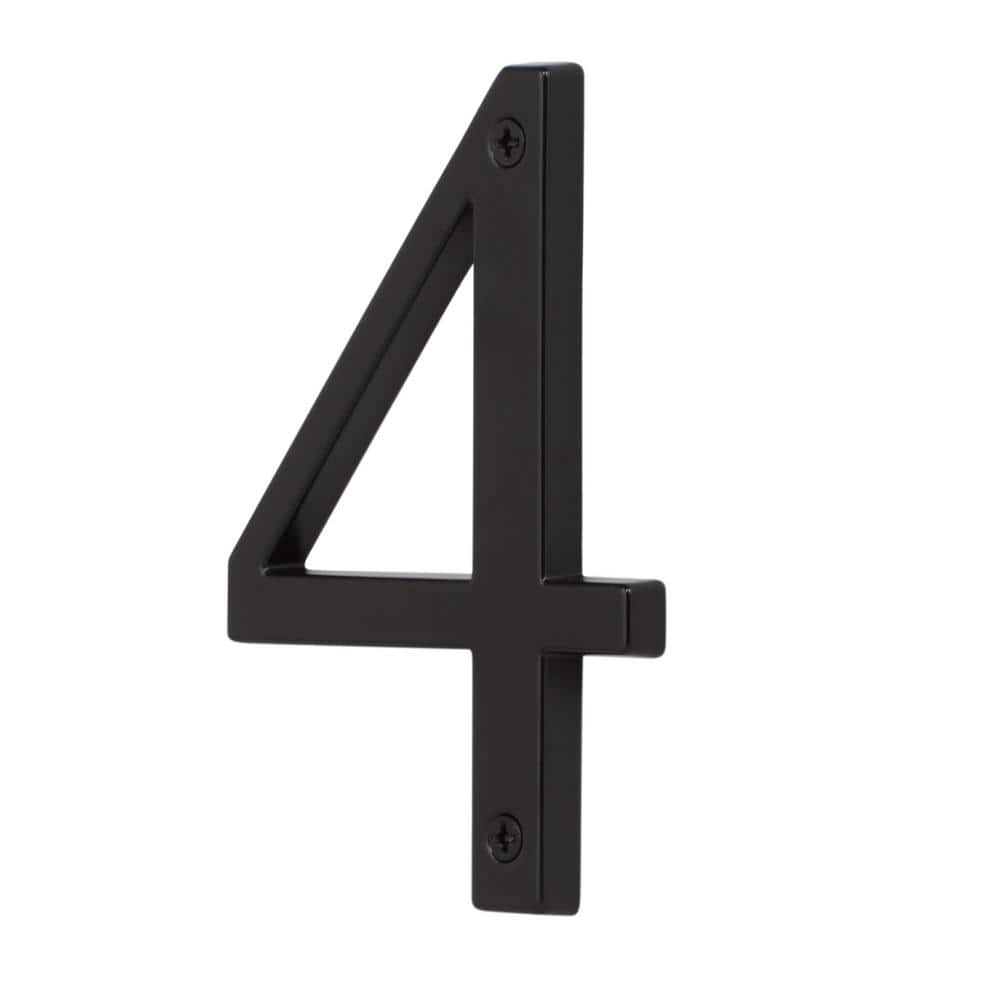 Matte Black 4-Inch Zinc Alloy House Number