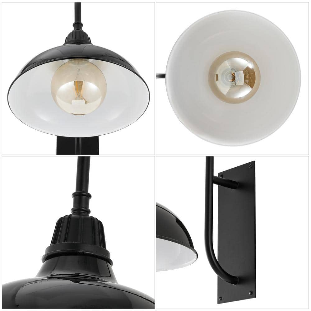 Stanley 12.25" Black Iron LED Gooseneck Arm Sconce