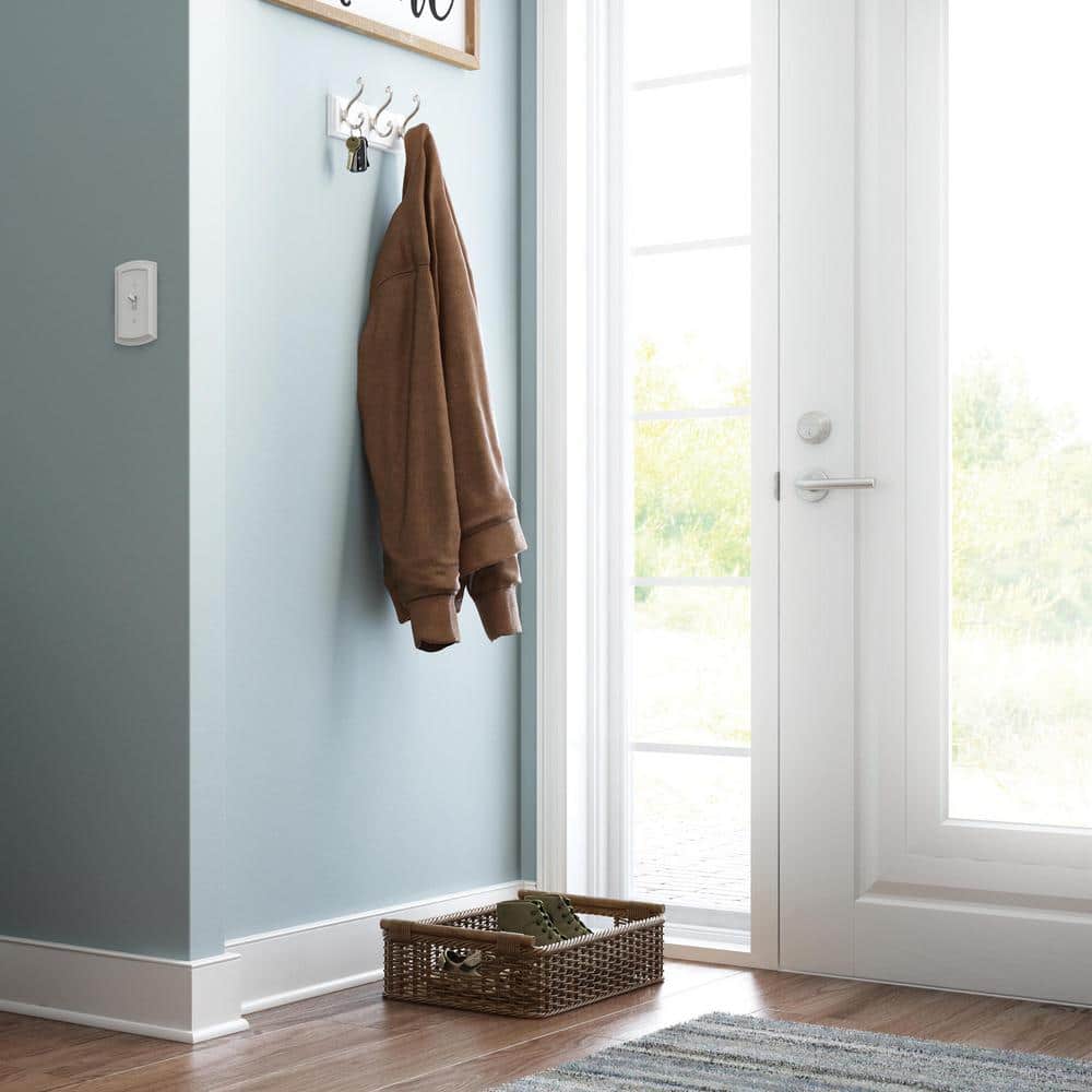 10-inch White and Satin Nickel Scroll Hook Rack