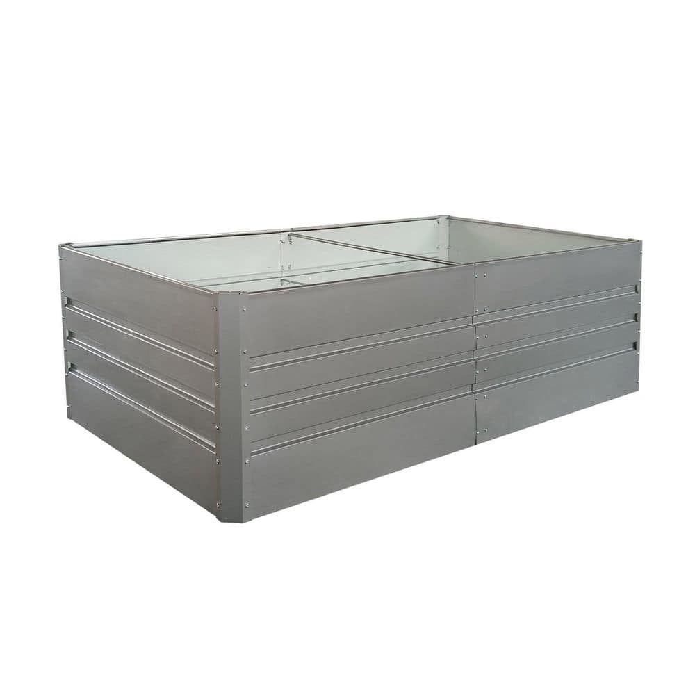 6 x 3 x 2 ft. Gray Rust-Proof Metal Rectangular Outdoor Garden Bed Planter 
