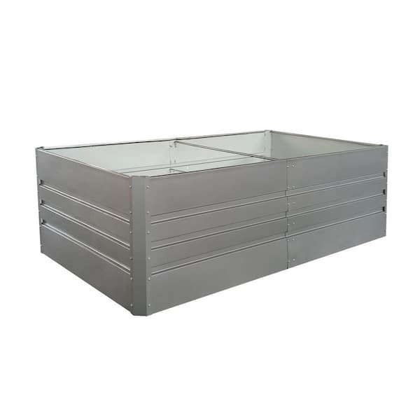 Unbranded 6 x 3 x 2 ft. Gray Rust-Proof Metal Rectangular Outdoor Garden Bed Planter Box for Vegetables Flowers Herb (1-Pack)