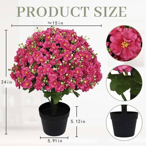 24 in. Rose Red Faux Flower Artificial Snow Lotus UV Resistant