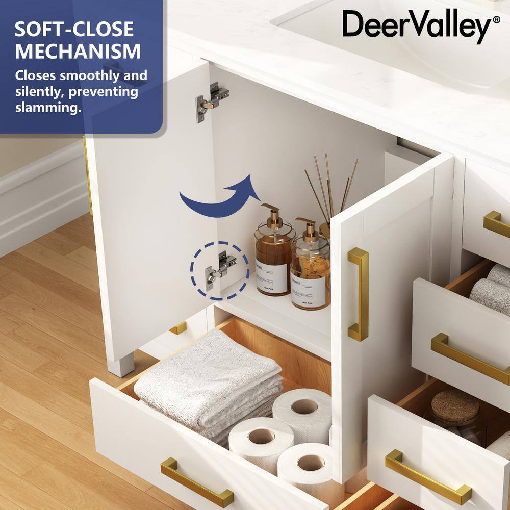 DeerValley White 48" Freestanding Bathroom Vanity with Ceramic Sink