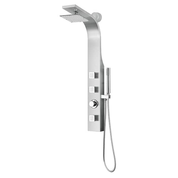 Shower panel Corsan Snake S002 / thermostatic Steel \ No \ Thermostatic \  No  Products \ Shower sets \ Shower panels \ Shower panel with  thermostatic Products \ Shower sets \