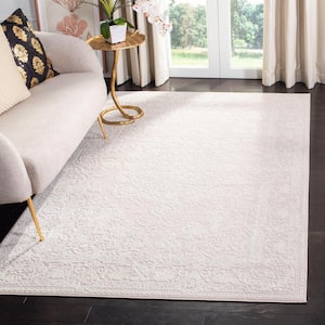 Reflection Cream/Ivory 9 ft. x 12 ft. Floral Border Area Rug