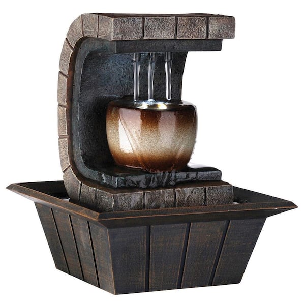 ORE International 9.75 in. Meditation Earth Tone Fountain with LED Light