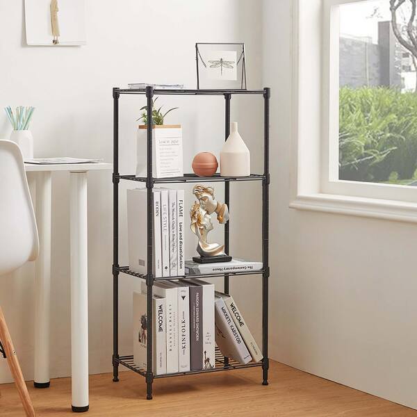 mDesign Tall 4-Tier Glass and Metal Freestanding Shelf Organizer Display Unit Narrow Shelves for Bathroom, Kitchen, Bedroom, Office Open Shelvin - 2