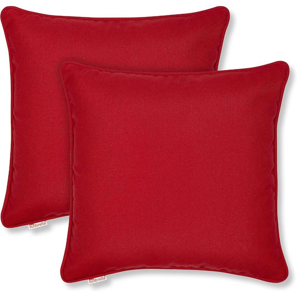 Sunbrella Indoor/Outdoor Corded Fill Throw Pillow 20 x 20, Red (Set of 2)
