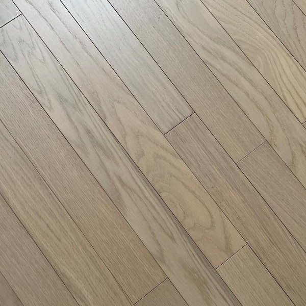 Dekorman White Sands Oak 3/8 in. T x 3 in. W Tongue and Groove Wire Brushed Engineered Hardwood Flooring (35.34 sq.ft./case)