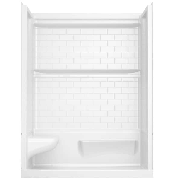 Classic 500 Tile Left Seat 32 in. L x 60 in. W x 75.76 in. H Alcove Shower Kit with Shower Wall and Shower Pan