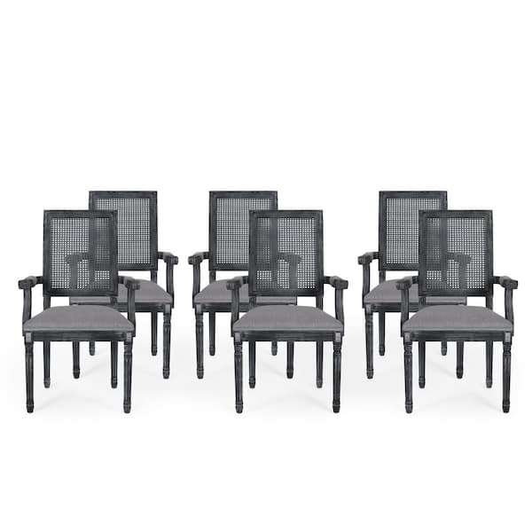 Noble House Aisenbrey Gray Upholstered Dining Side Chair (Set of 6)
