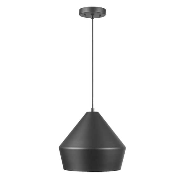 Novogratz x Globe Electric Amara 1-Light Matte Black Shaded Pendant Light with Gold Interior