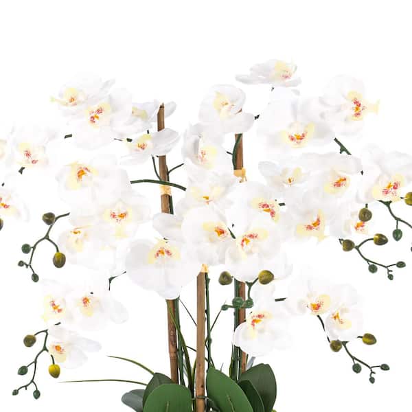 Vanity Art 27.95 in. H Phalaenopsis Orchids Floral Arrangement in Bamboo Woven Pot