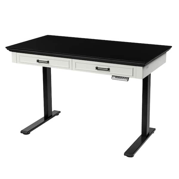 Furniture of America Tabor 47.2 in. Rectangular Black and Pure White 2-Drawer Standing Desk with Adjustable Height