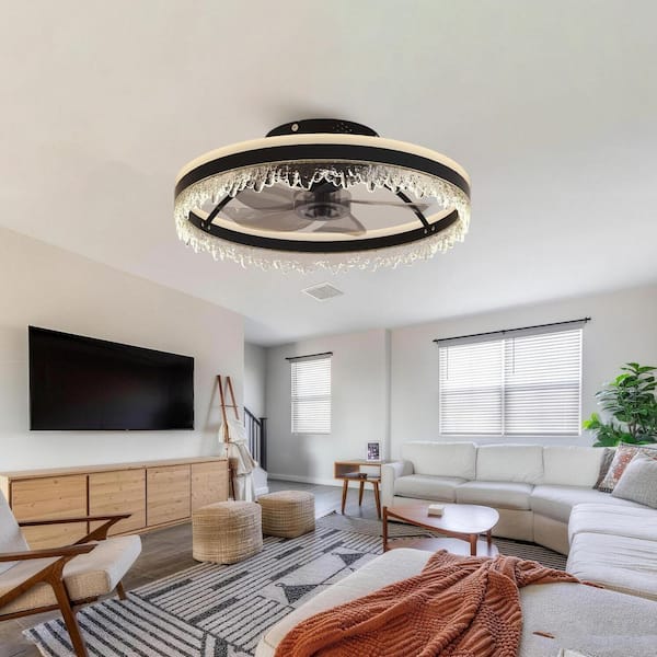25 in. Indoor Black Durable ABS Fan Blades 6 Speeds Ceiling Fan with Remote Control and APP