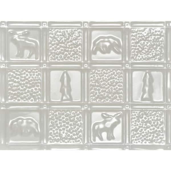 FROM PLAIN TO BEAUTIFUL IN HOURS Gwen's Cabin Eggshell White 21 in. x 16 in. Steel Style Tin Nail Up Wall Tile Backsplash 28 Sq. Ft./case)12-Pack