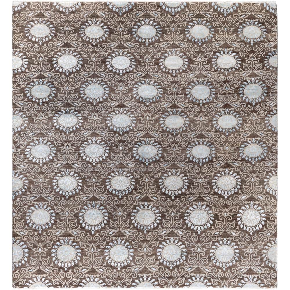 Ikat Brown 9 X 12 Hand-Knotted Wool Silk Indoor Area Rug price history on PriceWatchPro