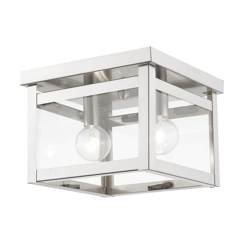Lyford 8 in. 2-Light Brushed Nickel Flush Mount with Clear Glass price history on PriceWatchPro
