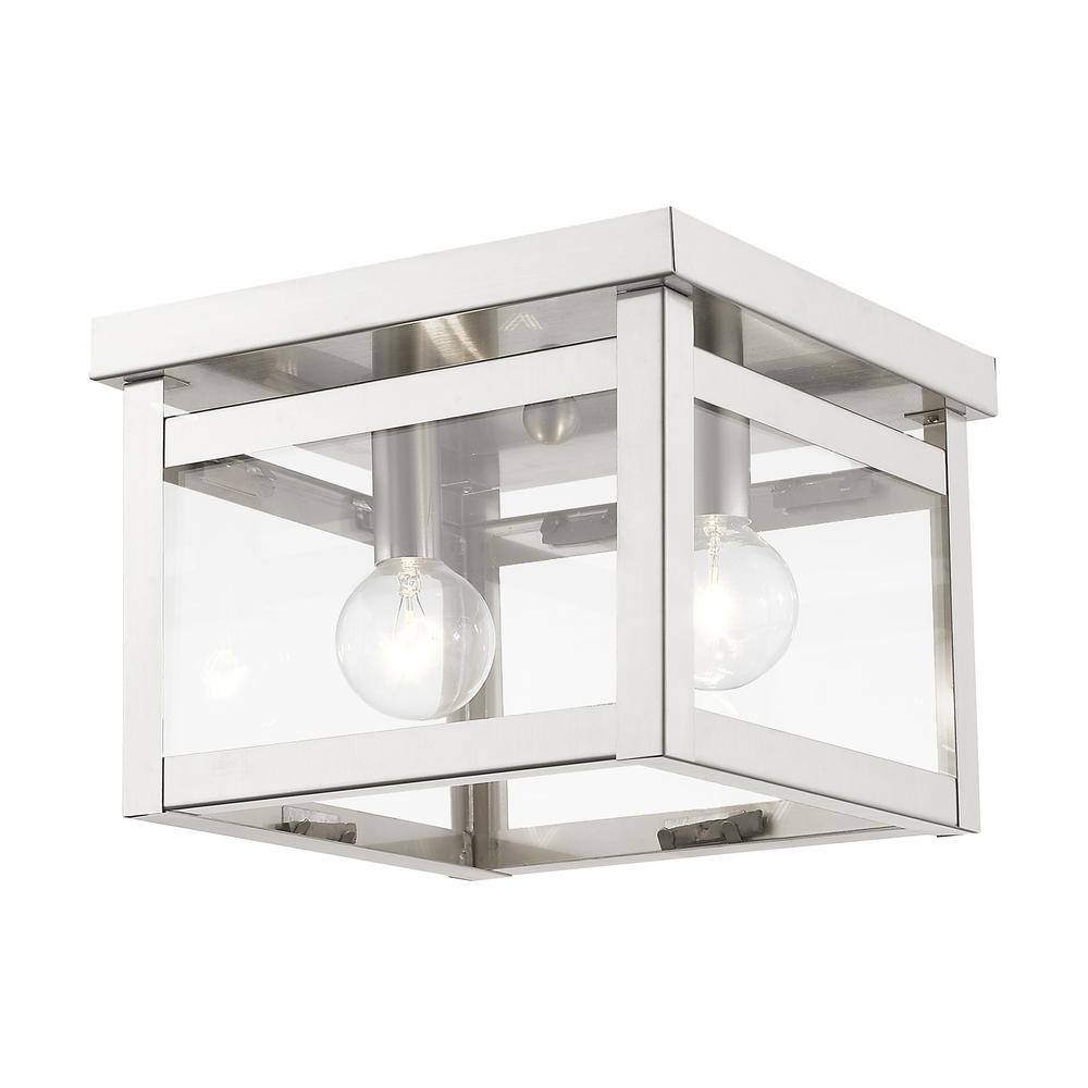 Milford Transitional Clear Glass Dual LED Ceiling Light in Brushed Nickel