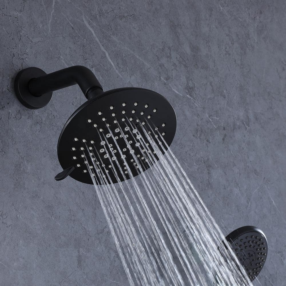 Matte Black Stainless Steel Rain Shower Faucet Set with Handle