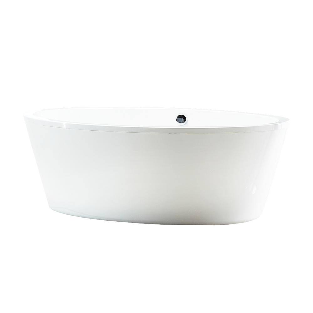67'' Gloss White Acrylic Freestanding Soaking Bathtub