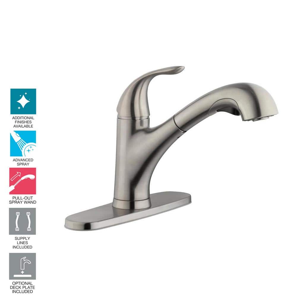 Stainless Steel Single-Handle Pull-Out Kitchen Faucet with TurboSpray