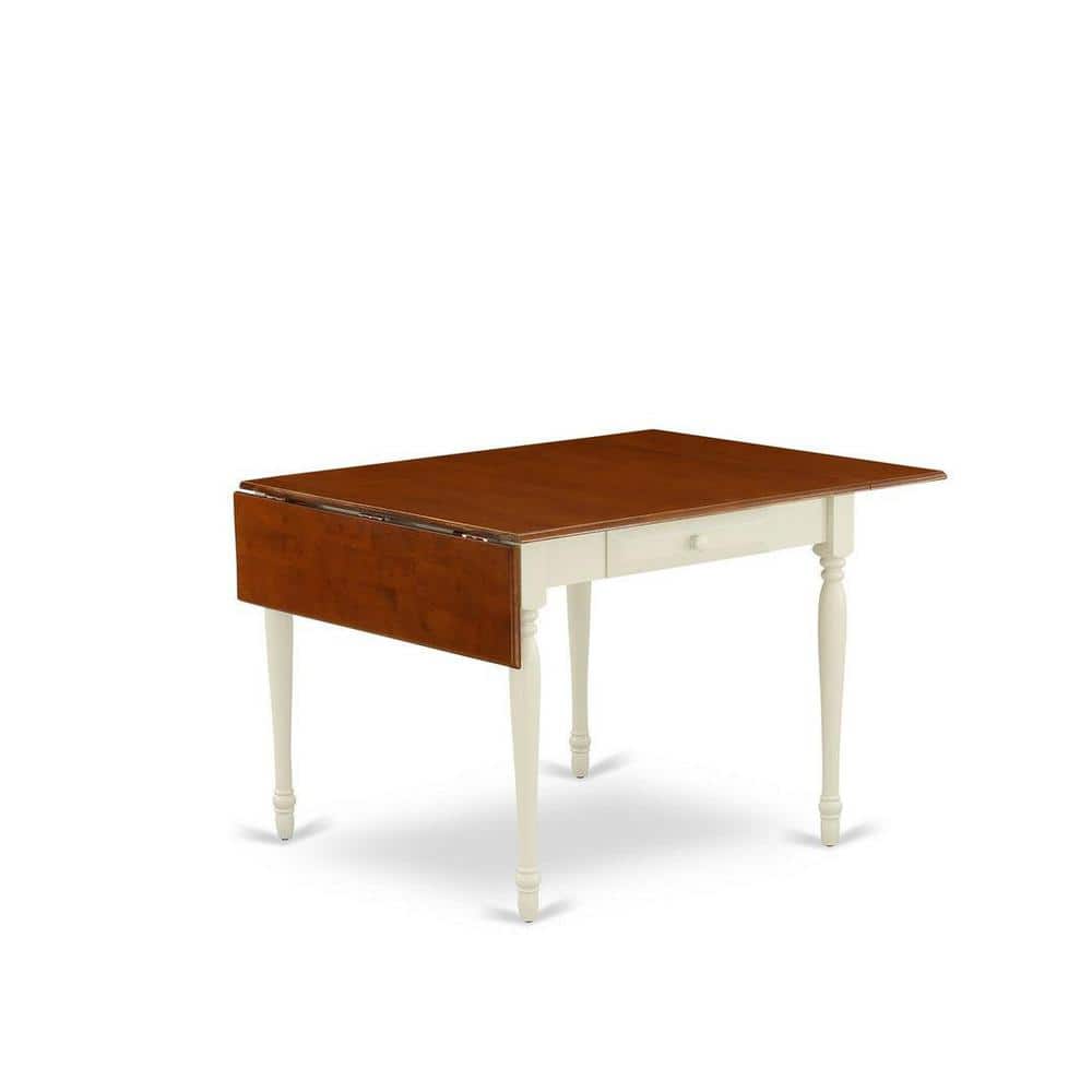 East West Furniture Set Da Pranzo 3 Pezzi: Tavolo Rotondo 107 Cm E 2 Sedie, Colore Bianco Lino, In Legno Asiatico, Eleganza Classica Per La Cucina - 2