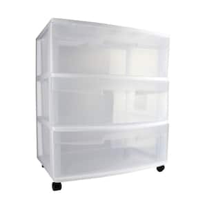 Home 3-Drawer Cart Clear Portable Durable Storage Container on Casters