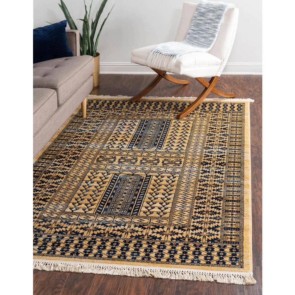 Kennedy Collection 9' x 12' Blue Geometric Easy-Care Area Rug
