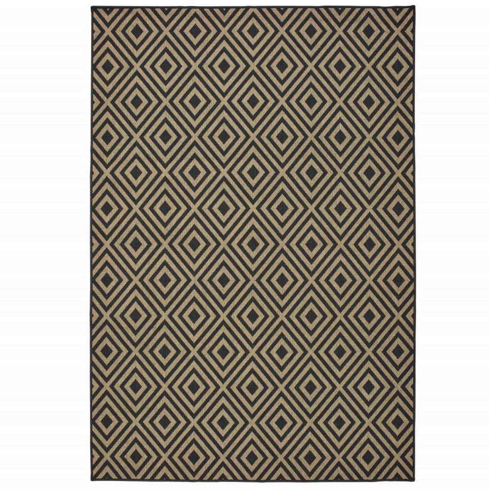 Black, Tan 4 ft. x 6 ft. Loomed Geometric Polypropylene Rectangle Indoor/Outdoor Area Rug price history on PriceWatchPro