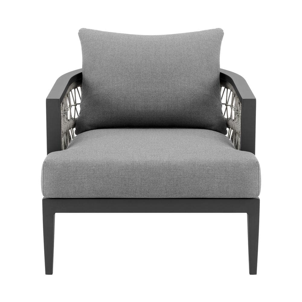 Zella Gray Aluminum Outdoor Patio Armchair with Cushions