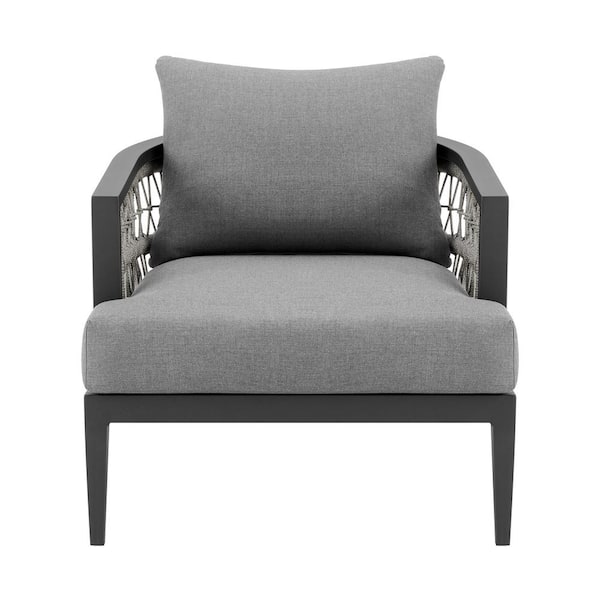 Armen Living Zella Aluminum Outdoor Lounge Chair with Earl Gray Cushion