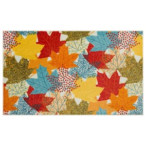 Multi-Color Leaves 2 ft. 6 in. x 4 ft. 2 in. Machine Washable Area Rug
