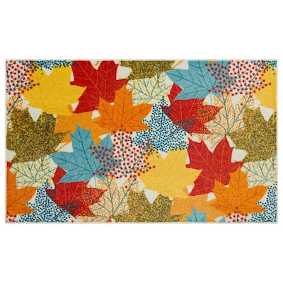 Modern Fall Leaves Outdoor Doormat