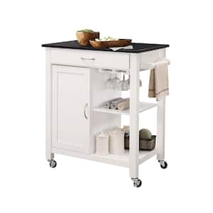 Ottawa White Kitchen Cart with Towel Rack