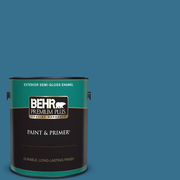 BEHR PREMIUM PLUS 1 gal. #M490-6 Living Stream Semi-Gloss Enamel Exterior Paint & Primer