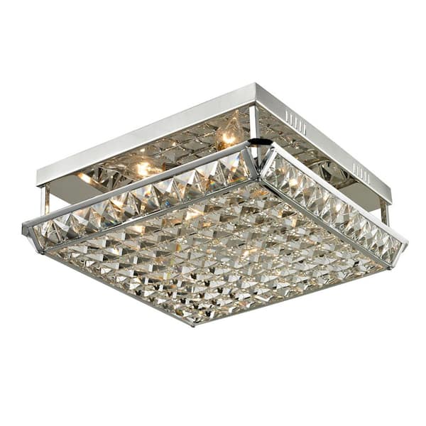 Dale Tiffany Ibiza 5 in. Polished Chrome Flush Mount/Semi Flush Mount with Crystal and Metal Shade