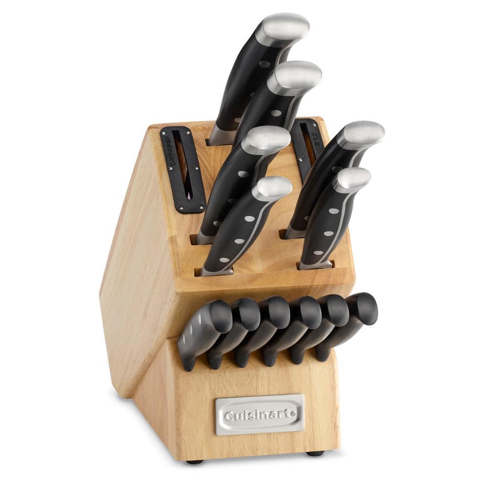 Cuisinart 15-Piece Stainless Steel Knife Block Set with Built-In Sharpener