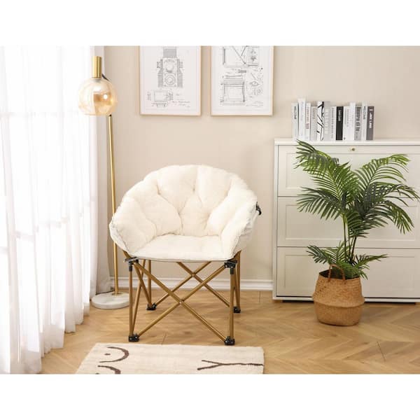 White fluffy best sale saucer chair