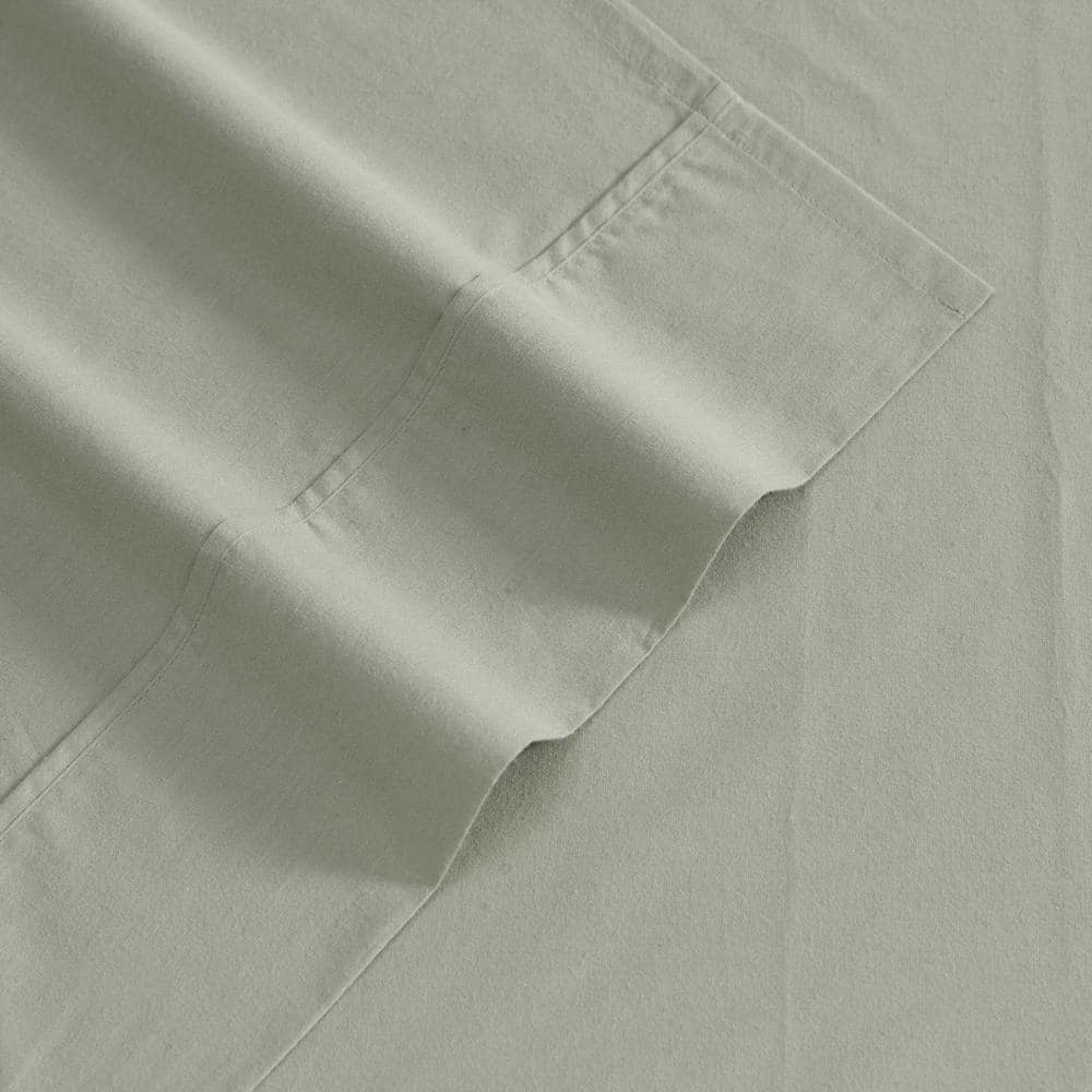 Queen Green Cotton Percale Deep Pocket Sheet Set