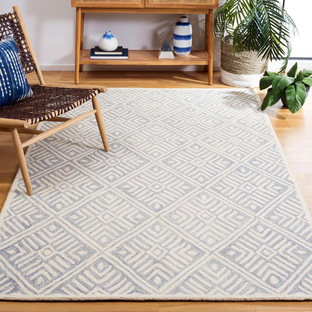 Hand-Tufted Artisan Gray Wool Rectangular Rug
