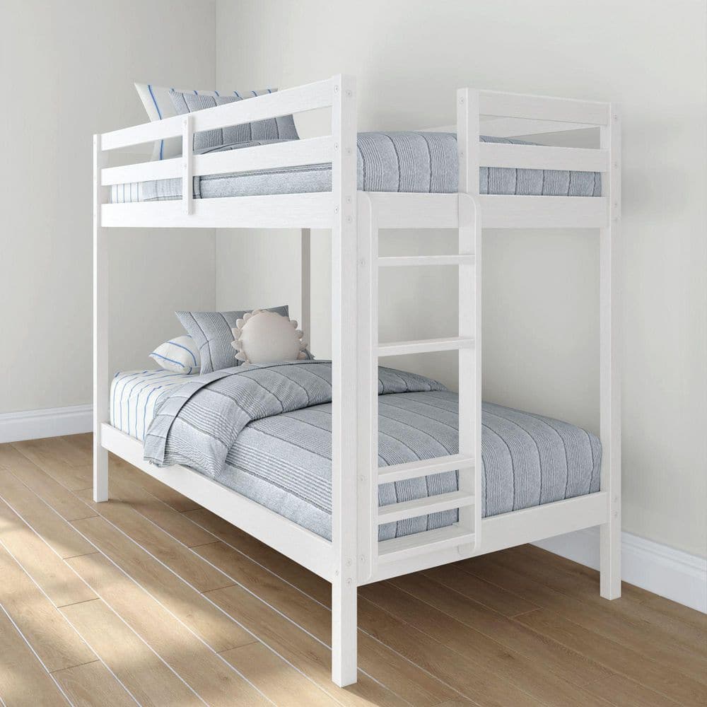 Bear Brushed White Twin Over Twin Bunk Bed with Ladder price history on PriceWatchPro