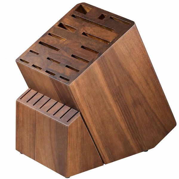 25-Knife Wood Knife Block, 25 Slots Acacia Wood Knife Block, Butcher Block Countertop for Knife Storage Organizer