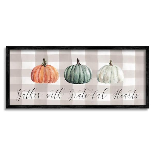 Stupell Industries Tartan Gather Fall Phrase by Carol Robinson 1 Piece Framed Graphic Print Typography Poster Art Print 24 in. x 10 in.