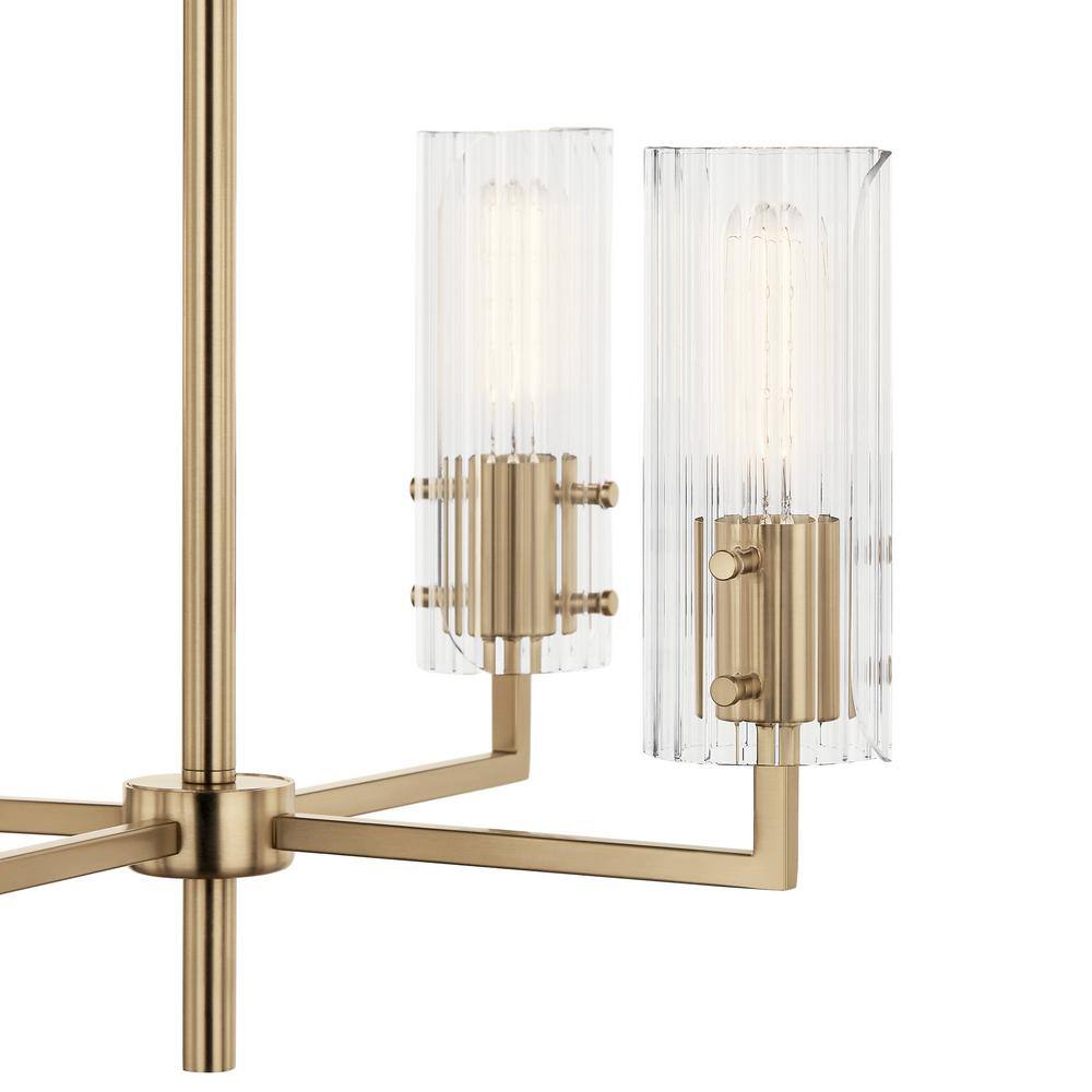 Champagne Bronze Mini Chandelier with Clear Fluted Glass Shades
