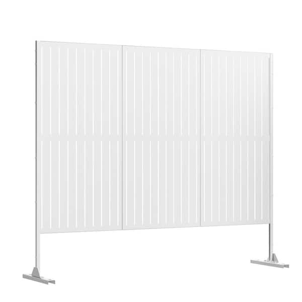 Lirago 75 in. x 48 in. White Patio Privacy Screen with Stand