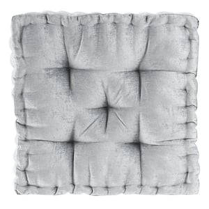 20 x 20 in. Sq. Floor Standard Pillow Cushion Tufted Detailing Scalloped Edge Design in Gray 100% Polyester Chenille