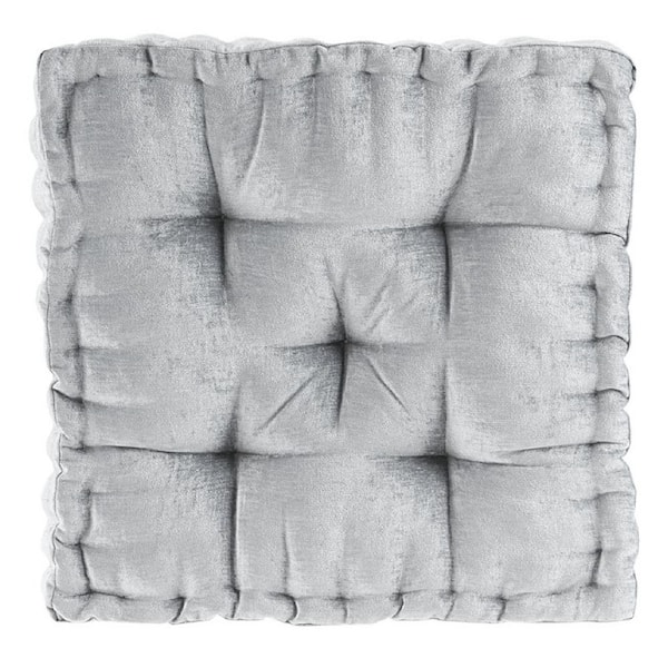 Afoxsos 20 x 20 in. Sq. Floor Standard Pillow Cushion Tufted Detailing Scalloped Edge Design in Gray 100% Polyester Chenille