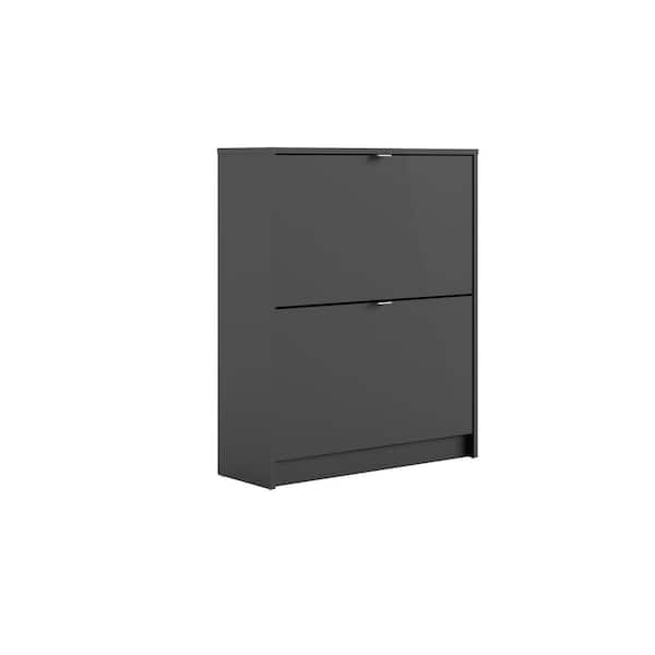 33.54 in. H x 27.68 in. W Black Wood Shoe Storage Cabinet